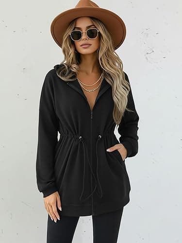 CHICME Womens Zip Up Hoodie Long Sleeve Oversized Sweatshirt Fall Fashion 2025 Casual Jackets Winter Clothes thumbnail 3