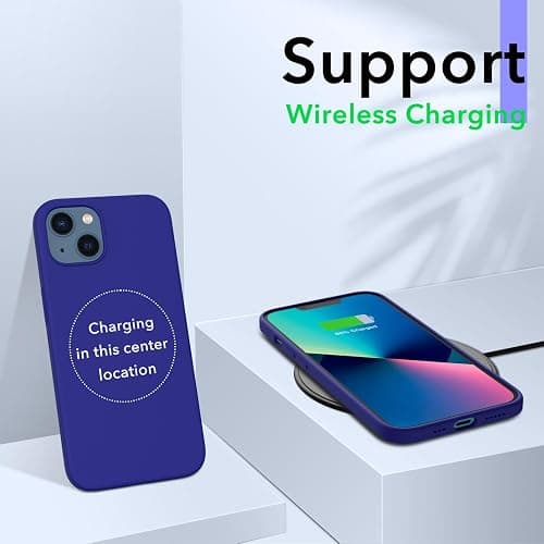 ORNARTO Compatible with iPhone 13 Case 6.1, Slim Liquid Silicone 3 Layers Full Covered Soft Gel Rubber Phone Case Protective Cover 6.1 Inch-Klein Blue thumbnail 5