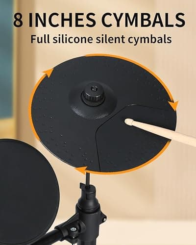 AODSK Electric Drum Set for Beginner Kids with 150 Sounds,4 Quiet Drum Pads,2 Pedal,Throne,Sticks,Electronic Drum with Headphone,AED-400 thumbnail 5