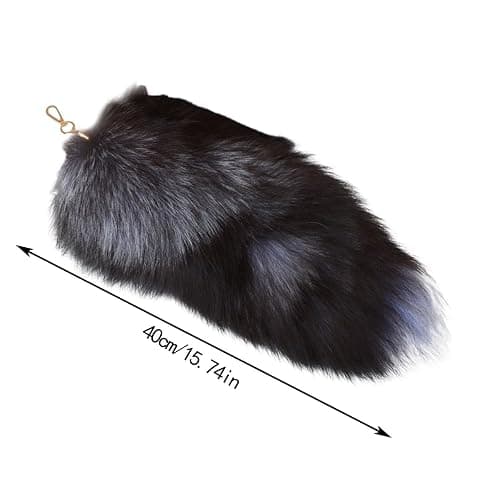 Therian Faux Fur Fox Tail Keychain - Furry Tassel Pendant for Women's Cosplay Accessories, Toys, Keyrings thumbnail 3