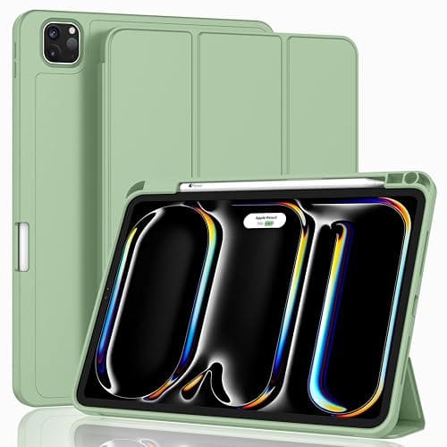 ZryXal iPad Pro 11 Inch Case (M5) 2025/ (M4) 2024 (Model: A2836/A2837/A3006), Trifold Stand Smart Cover with Pencil Holder and Soft TPU Back, Auto Wake/Sleep (Matcha Green) - Image 1