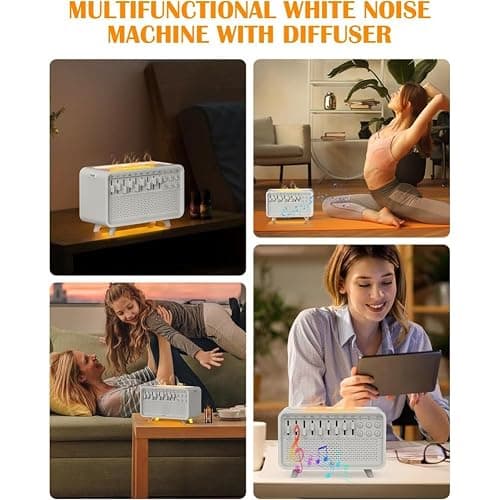 Diffuseur D'Arômes et d'air à Bruit Blanc, Humidificateur avec 8 Niveaux de Bruit Blanc Réglables, Veilleuse, Haut-Parleur Bluetooth thumbnail 8