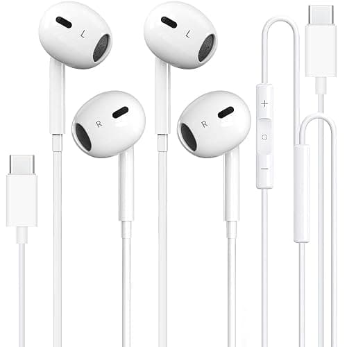 2 Pack-USB C Headphones Wired for iPhone 17/16, Type C Earbuds with Microphone & Remote Noise Cancelling Earphones for iPhone 16/15 Pro Max, iPad, Galaxy S23/S22/S21/S20, Pixel 7/6/5/4 - Image 1