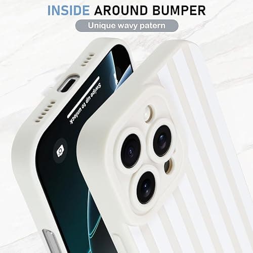 KANGHAR Compatible with iPhone 16 Pro Case, Silicone Stripes Cute Pattern, Camera Protection Soft Slim Phone Case for Phone Case -White thumbnail 4