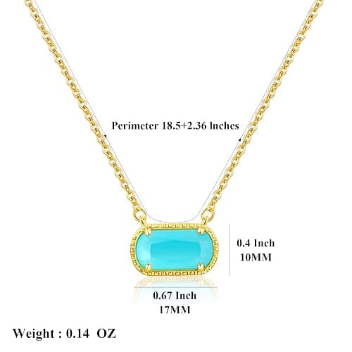 A Golden Cloud Birthstone Necklace for Women 14k Gold Plated Preppy Oval Stone Necklaces Trendy Zircon Pendant Necklaces Birthday Gifts for Women Mom Wife Friends thumbnail 4