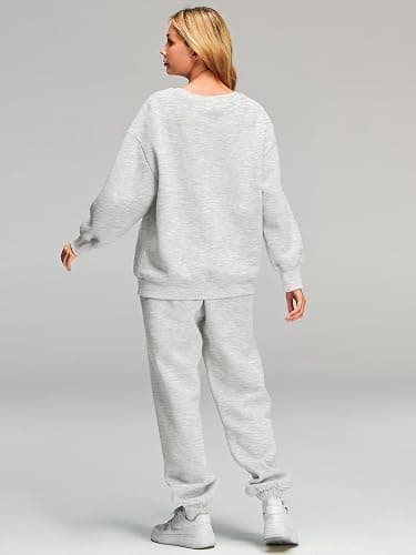 AUTOMET Womens 2 Piece Outfits Sweatsuit Lounge Sets Oversized Sweatshirt Baggy Sweatpants Fall Fashion with Pockets thumbnail 3