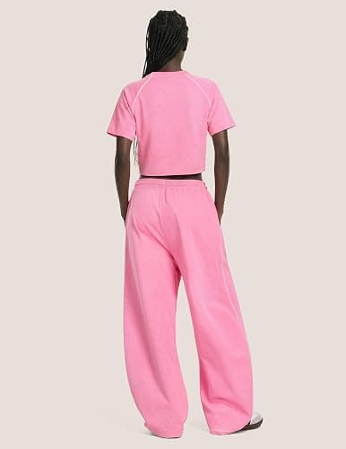 Aelfric Eden Cloud Cropped Sweat Sets Summer 2 Piece Outfits Crop Top High Waisted Baggy Barrel Sweatpants Sweatsuit thumbnail 4