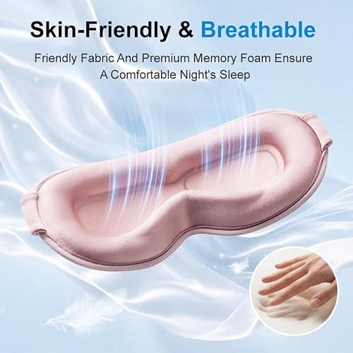 Pink Blackout Weighted Eye Masks for Sleep & Airplane Travel, Silk-Feel | Zero Eye Pressure, Deep 3D Cups, Eyelash-Friendly Sleep Mask for Women, Long International Flights, Night Shift, Office Naps thumbnail 6