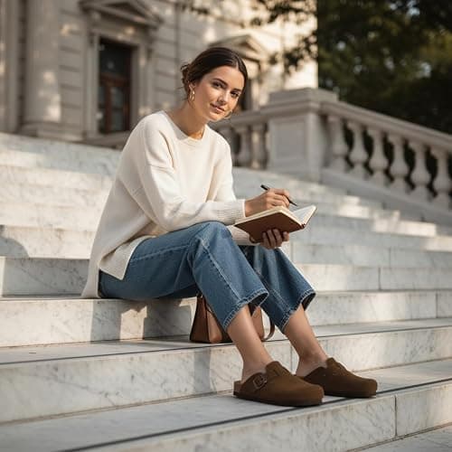 CUSHIONAIRE Hana - Genuine Leather Suede Classic Clog Womens Shoes - Slip On Mule Comfortable Shoes for Women thumbnail 8