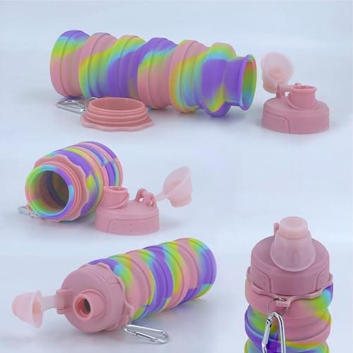 YCTMALL Collapsible Water Bottles Travel water bottle Sports Portable Sport Water Bottle Reusable Water Bottles comes with mountaineering Buckle 500ml silicone Water-proof camping water bottle thumbnail 4