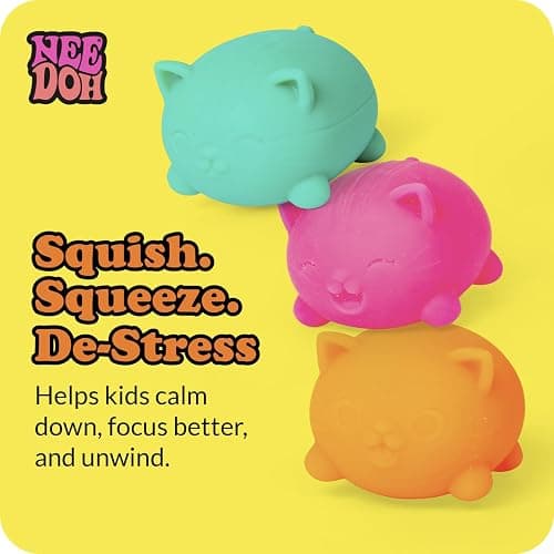 Schylling NeeDoh Teenie Cool Cat - Sensory Squeeze Toy - Contains 3 Mini Groovy Globs - 1.5" Wide - Color May Vary (Pack of 1) thumbnail 7