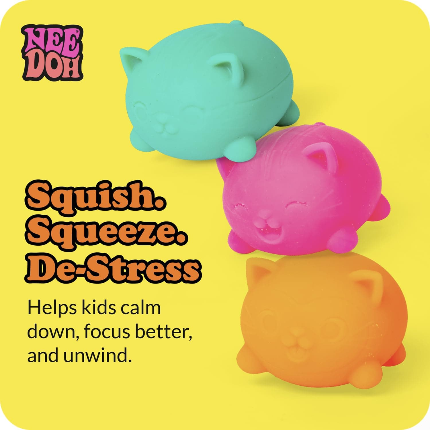 Schylling NeeDoh Teenie Cool Cat Sensory Squeeze Toy, Contains 3 Mini Groovy Spheres, 3.8cm Wide, Color May Vary (1 Piece) thumbnail 6