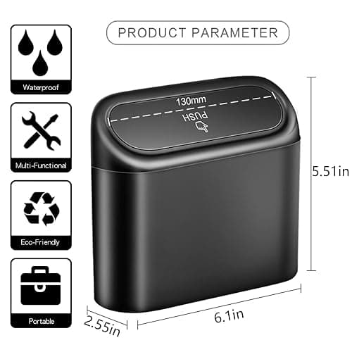 SGLRT Car Trash Can Bin with Lid - 2 Packs Universal Black Vehicle Mini Leakproof Garbage Can Bin with 40pcs Trash Bags Car Organizers and Storage for Front Back Seat Accessories for Auto Office Home thumbnail 2