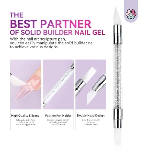 SAVILAND Solid Builder Nail Gel - 60g Large Capacity 3D Nail Gels Sculpting Gel for Art Non-Sticky Hand Carving Glue Extension with Sequins Chrome Powder DIY Salon Home thumbnail 7