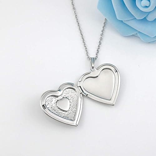 Birthstones Locket Necklace that Holds Pictures Love Heart Photo Locket Crystals Necklace Pendant Birthday Gifts thumbnail 6