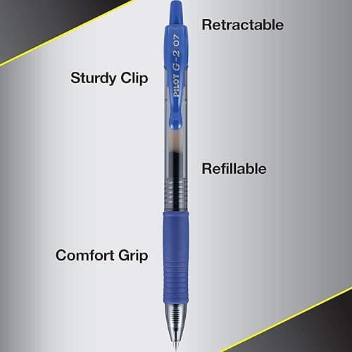 Pilot G2 Premium Gel Roller Pens, Fine Point 0.7 mm, Blue Ink Pens Fine Point, Pack of 5 - Ideal for School, Journaling, and Office Writing thumbnail 7