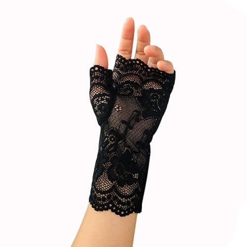 monochef Women Short Lace Gloves Sunblock Fingerless Bridal Wrist Gloves Opera Evening Wedding Tea Party Prom Cosplay 1920s thumbnail 7