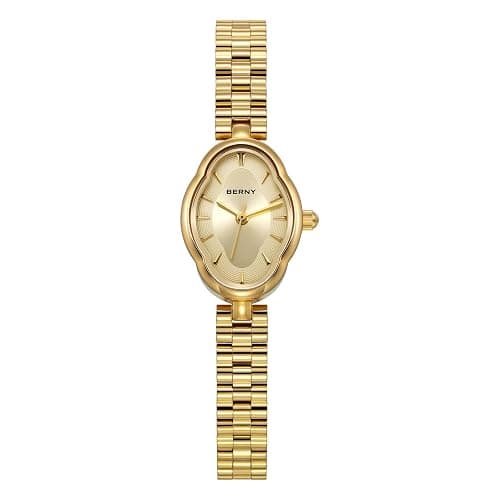 BERNY Gold Watches for Women Dainty Ladies Quartz Watch Vintage Copper Mirrors Shape Japanese Quartz Movement 3ATM Waterproof Fashion Female Wrist Watch Luxury Birthday Gifts thumbnail 8