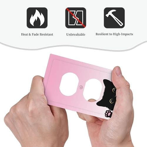 Cute Kitten Black Cat Pink Background Outlet Covers 1 Gang Duplex Light Switch Cover Decorative Switch Plates Electrical Receptacle Faceplate Wall Plate for Kids Room Nursery Decor thumbnail 6