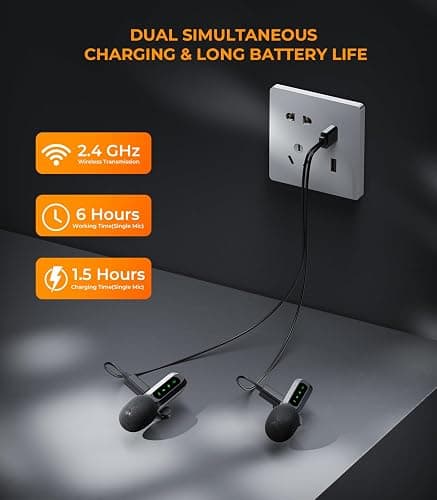 Wireless Microphone for iPhone & Android, Mini Plug & Play Lavalier Mic - 6H Battery, Zero Delay, Studio Sound thumbnail 6