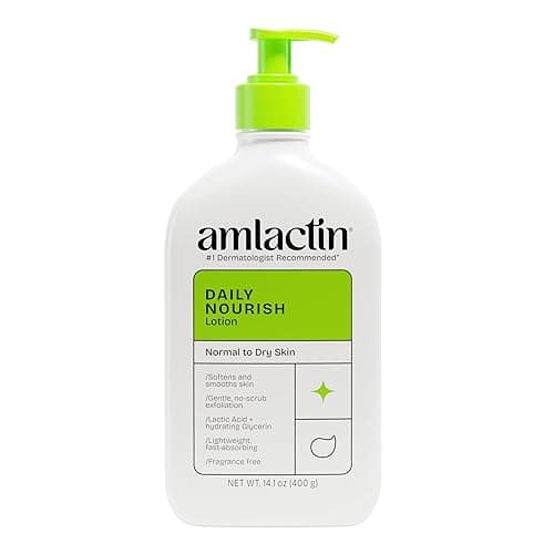 AmLactin Daily Nourish Therapeutic Body Lotion for Dry Skin - No-Scrub Exfoliator and Moisturizer 12% Lactic Acid Lotion, 14.1 oz (Packaging May Vary) - Image 1