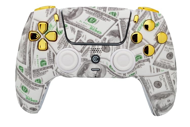 Custom Wireless Controller Compatible with PS5 - Multiple Designs Available (Money & Gold Inserts) - Image 1