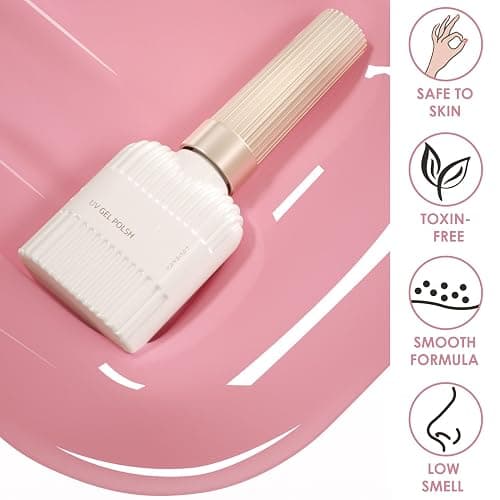 French Manicure Gel Set - Jelly Nude & Weiß UV Gel Nagellack Set mit 3 Nailart Pinseln & Nagelstempel, Soak Off UV Gellack UV für Klassischer Französische Nails Stempel & Home DIY Nail Art (Nude, ML) thumbnail 5