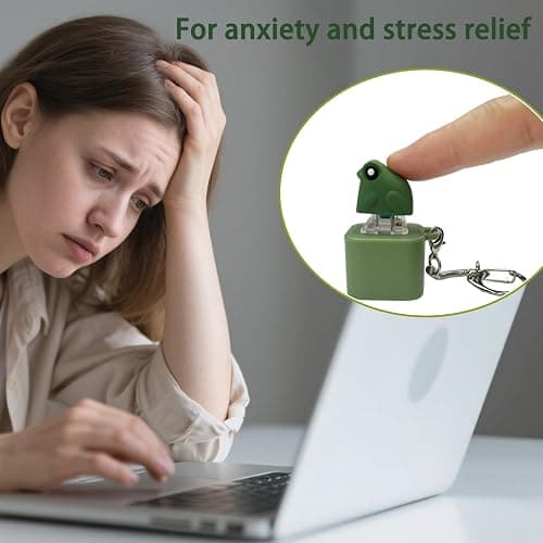 Frog Croaking Fidget Toy,Adults Keyboard Clicker Frog Fidget Toys-Fun Rechargeable Keychain with Colorful Lights, Stress Reliever for Anxiety & Sensory Fun (Frog Croaking) thumbnail 4