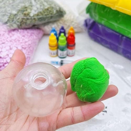 10PCS DIY Stress Ball Making Kit,Milky Blank Skins Empty Stress Ball DIY Kit,Vacuum Squishies StressBall with Empty Skin Base,Lid,Make Your Own Fidget Pressure Balls for Adults Sensory StressRelief thumbnail 2