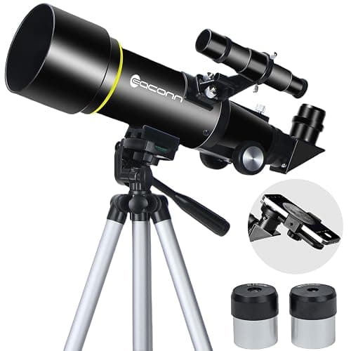 Telescopes, Telescope for Kids and Adults Beginners, 70mm Aperture 400mm Focus Length Refractor Travel Telescope with AZ Mount for Observe The Moon and Landscape-Black - Image 1
