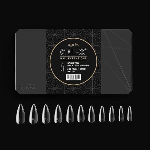Apres Gel-X® Sculpted Stiletto Medium Tip Box | 500pc Gel-X Tips, 11 Sizes 00-9, Premium Quality thumbnail 2