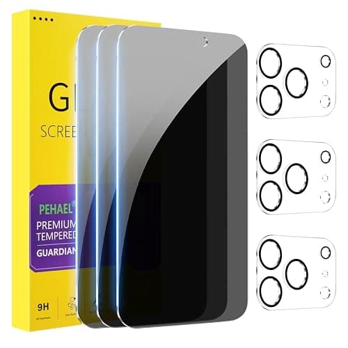 PEHAEL 3+3Pack for iPhone 17 Pro Privacy Screen Protector with Camera Lens Protector Full Coverage Anti-Spy Tempered Glass Film 9H Hardness Easy Installation Bubble Free [6.3 inch] - Image 1