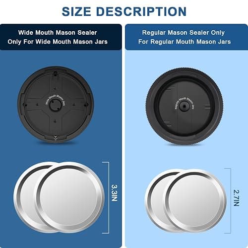 Electric Mason Cordless Vacuum Sealer Kit for Wide-Mouth & Regular-Mouth Mason Jars, for Food Storage and Fermentation, Black thumbnail 2