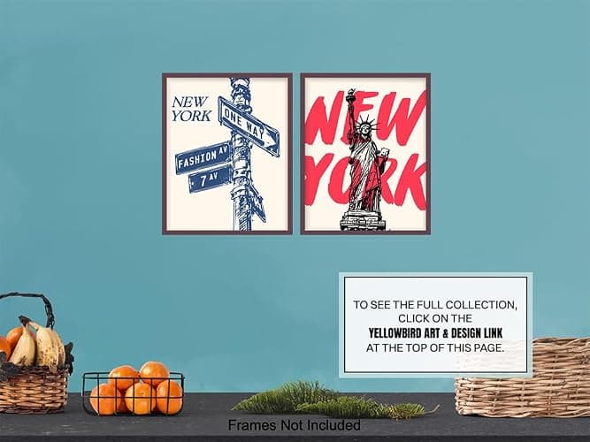 New York Poster Wall Art - 8x10 - New York City - NYC - Living room Aesthetic - Urban Room Decor - Statue of Liberty - Cool Wall Art - Unique Home Decor - Cute Trendy small Apartment Travel Prints Set thumbnail 7