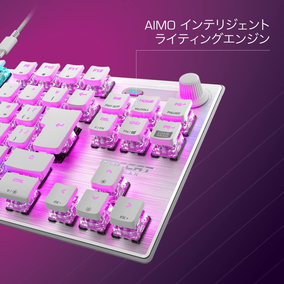 ROCCAT ゲーミングキーボード Vulcan TKL JP 日本語配列 有線 ホワイト/白 メカニカル リニア テンキーレス RGB ボリュームダイヤル Windows 7以降 【国内正規品】 thumbnail 3