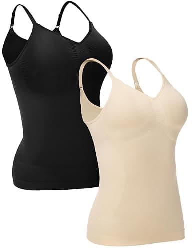 ATTLADY Compression Tank Tops for Women, High Shaping Scoop & V-Neck Cami, Shapewear Tummy Control Camisole - Image 1