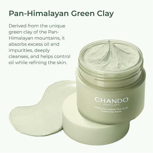 CHANDO HIMALAYA Green Tea Clay Purifying Mask 100g/3.53oz, Pore Clearing Mud Mask with Green Tea Extract and Portulaca Extract, Oil Control Spa Facial Mask for All Skin Types thumbnail 3