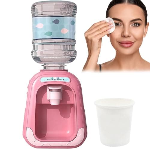 Mini Water Dispenser Pump for Micellar Water, Desktop Liquid Dispenser, Fun Makeup Remover Container, Bathroom and Vanity Organizer (Pink) - Image 1