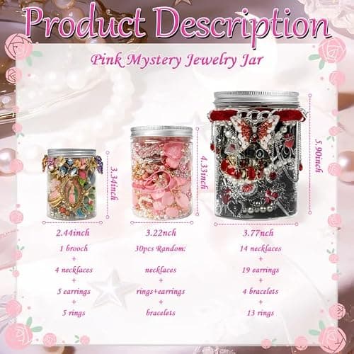 SMUOBT Mystery Jewelry Jar Bundle - Surprise Vintage Jewelry Box for Women,Gift Jewelry Set (Necklace, Earrings, Rings,Kracelet,Keychain) - Unique Birthday Gift for Women thumbnail 4