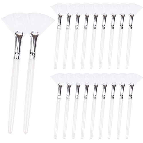 20 Pieces Fan Brushes Facial Applicator Brush Soft Makeup Mask Acid Applicator Brush Esthetician Cosmetic Brush for Mud Cream, Makeup Peel (White) - Image 1