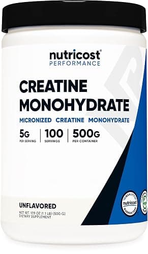 Nutricost Creatine Monohydrate Micronized Powder 500G, 100 Servings | 5000mg Per Serving (5g), 17.9 Oz - Image 1