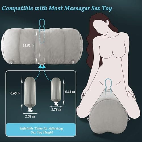 Sex Pillow Couples Sex Toys, Heart Shaped Inflatable Cushion Furniture for Bedroom Dildo Mount, Upsize Pillow with Bondage Cuffs, Cross Strap, Nipple Clamps BDSM Kit thumbnail 4