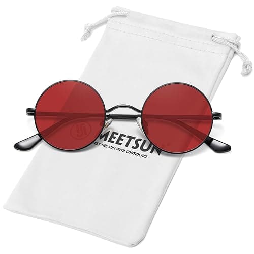 MEETSUN Small Round Polarized Sunglasses for Men Women Retro Vintage Circle Hippie Sun Glasses UV400 - Image 1