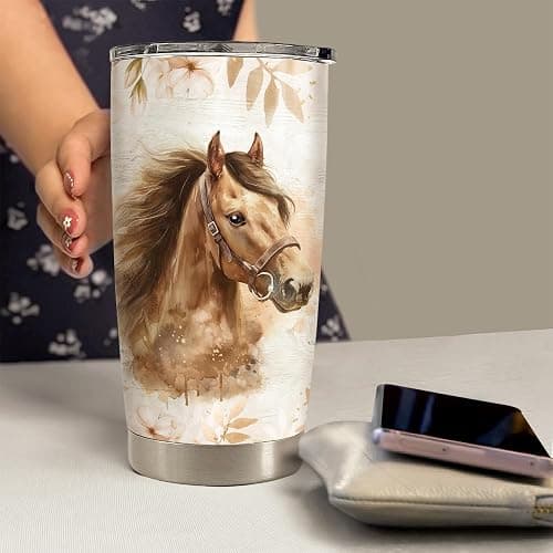 SANDJEST 20oz Stainless Steel Insulated TumblerHorse Tumbler 20oz Stainless Steel Insulated Coffee Travel Mug Cup for Women Girls Horse Gifts for Birthday Christmas Mothers Day thumbnail 6