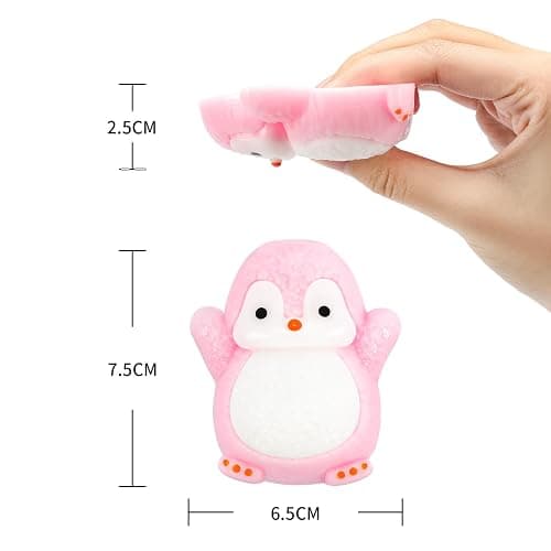 Cute Penguin TaBa Squishy Toys - Kawaii Stress Relief Fidget Sensory Toys, Soft Silicone Squeeze Gifts for Children, Teens, and Adults (5-Pack Black + Green + Pink +Purple+Blue) thumbnail 3