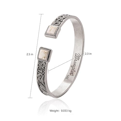 Montana West Wrangler Cuff Bracelet for Women Western Turquoise Adjustable Open Bangle Silver Plated Carved Floral Cowgirl Country Jewelry thumbnail 7