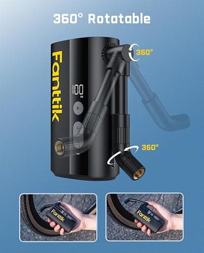 Fanttik X9 Ace Mini Bike Pump, 32s Fast Inflate Bike Pump with Gauge, 150PSI Electric Air Pump with Presta and Schrader Valve, Suitable for Mountain Bike, Road Bike, Electric Bike, MTB thumbnail 6