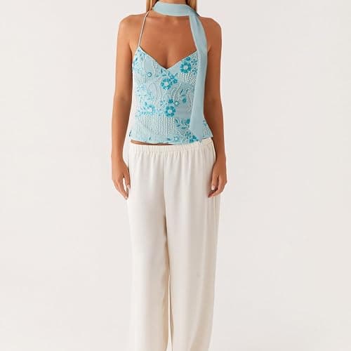 Damen-Top mit Pailletten, glitzernd, Neckholder, Y2K, Perlenverzierung, sexy Tank-Top, Ausgehen, Party, Clubwear thumbnail 2