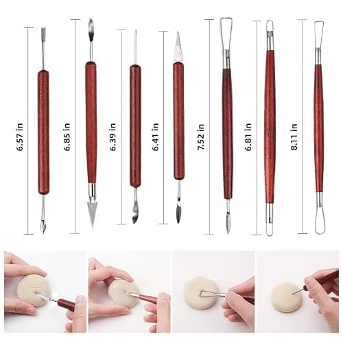 Blisstime 18PCS Clay Sculpting Tools, Basic Clay Pottery Carving Tool Kit with Wooden Handles and Tool Bag thumbnail 3