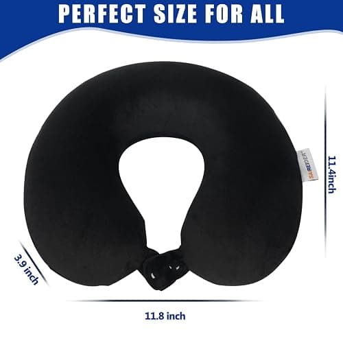 SAIREIDER Travel Pillow 100% Pure Memory Foam Travel Neck Pillow, Airplane Pillow for Traveling、Car、Home、Office，Washable Cover（Black） thumbnail 2